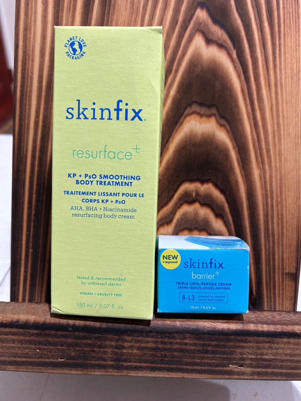 Skinfix resurface+ and barrier+ moisturizer duo in light green & bright blue